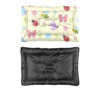Yellow Insect and Floral Dog Bed, Dog Crate Bed Scruffs Non Slip Bottom Cosy Washable Multi Scenario Furniture Gift Printed Medium Crate 90 x 60 cm