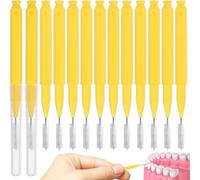 Yellow Interdental Brushes, 50Pcs Tepe Style Interdental Brushes for Teeth and Gums, Ultra-Fine 0.5mm Floss Brushes, Home and Travel Oral Care Set