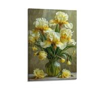 Yellow Iris Bouquet Still Life Wall Art, Elegant Print, Flower Poster, Graceful Canvas Picture, Refined Decor for Bedroom Living Room Poster Decorative Painting Canvas Wall Posters And Art Picture Pri
