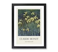 Yellow Irises By Claude Monet Exhibition Museum Painting Framed Print | A2 Black Framed Wall Art | Ready to Hang | Modern Historical Picture | Living Room Bedroom Lounge Office