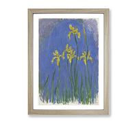 Yellow Irises Study By Claude Monet Classic Painting Framed Wall Art Print, Ready to Hang Picture for Living Room Bedroom Home Office Décor, Oak A2 (64 x 46 cm)
