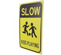 Yellow Iron Street Sign for Traffic, Playing Caution Road Sign