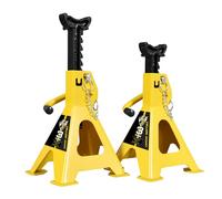 YELLOW JACKET Car Jack Stands 3 Ton with Double Locking and Large Foot Base for Lifting SUVS, Heavy Duty Steel, 6600 lb Capacity, 1 Pair, Yellow