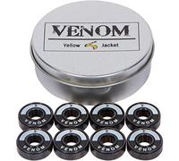 Yellow Jacket Premium Skateboard Ball Bearings - Titanium Coated, Ceramic Balls - Pro Longboard Ball Bearings - High Speed, Precision for Skateboards, Longboards, Inline Skates - Pack of 8 (Black