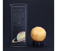 Yellow Jade Planet On A Sola Goldstone Stand (Saturn)