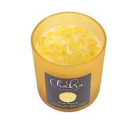 Yellow Jade Solar Plexus Chakra Lemon Candle in Frosted Glass with Metallic Lid