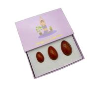 Yellow Jade Yoni Egg Set for Kegel Exercise Natural Jade Egg Drilled Stone-Red Jasper