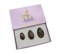 Yellow Jade Yoni Egg Set for Kegel Exercise Natural Jade Egg Drilled Stone-Rhodonite