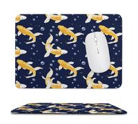 Yellow Japanese Fish Mousepad with Stitched Edges