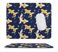 Yellow Japanese Fish Mousepad with Stitched Edges