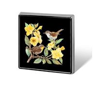 Yellow Jessamine And Wren Bird Funny Lapel Tie Pin Buttons Brooch Badge Pin Clothes Hat Accessories for Men Women