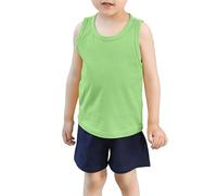 Yellow Kis Girls Summer Sleeveless Tank Top Pure Casual Basic Tee for Toddlers Kids Comfortable Breathable Soft Stretch (Light Green-a, 5-6 Years)