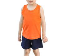 Yellow Kis Girls Summer Sleeveless Tank Top Pure Casual Basic Tee for Toddlers Kids Comfortable Breathable Soft Stretch (Orange-a, 6-7 Years)