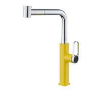 Yellow Kitchen Faucet Single Handle Pull Out Sprayer 360° Rotat Hot & Cold Water Mixer Tap Modern Single Hole Sink Faucet for Easy Cleaning & Cooking