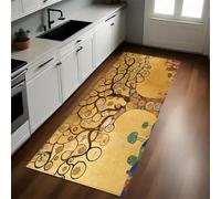 Yellow Kitchen Rug Abstract Tree of Life Non-Slip Runner Mat 50 x 150 cm Rubber Backed Washable Indoor/Outdoor Area Mat Country Decor