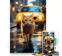 Yellow Kitty Cat Walking Jigsaw Puzzles 1000 Mind Skill Play Premium Laser Cut Quality Quiet Time Mind Exercise at Home (50x75cm)