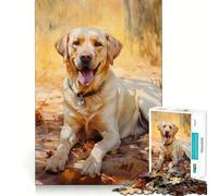 Yellow Lab 1000-piece Jigsaw Puzzles Think Exercise Game Tight Interlock No Gaps Interactive Brain Challenge for Home (38x52cm)