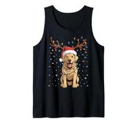 Yellow Lab Labrador Christmas Dog Reindeer Lights Pajama Tank Top