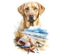 Yellow Labrador by the Sea: College Ruled Notebook with a Peaceful Ocean Dog Cover #1: 6 x 9 Inch Lined Journal for Labrador Lovers, Beach Days, Notes, Lists and Everyday Writing