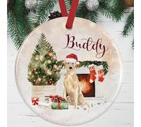 Yellow Labrador Christmas Ornament - Personalised Tree Decoration - Customised Gift Boxed Ceramic Bauble - Custom Pet Memorial Keepsake - Dog Lover Gift - UK Made Festive Holiday Decor