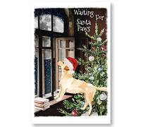 Yellow Labrador Dog Art Christmas Card, Large Size 5.8" x 8.3".