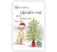 Yellow Labrador Dog Christmas Card, Large Size 5.8" x 8.3".