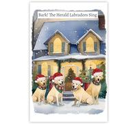 Yellow Labrador Dogs Christmas Card, Large Size 5.8" x 8.3".