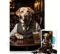 Yellow Labrador in The Pub Jigsaw Puzzles 1000 Mind Skill Play Premium Laser Cut Quality Quiet Time Mind Exercise at Home (38x52cm)