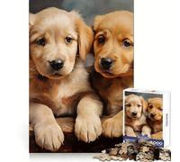 Yellow Labrador Puppies 1000 Piece Jigsaw Puzzles for Adults Jigsaw Boost Memory Peaceful Recreation Quality Cut Memorable Gift (50x75cm)