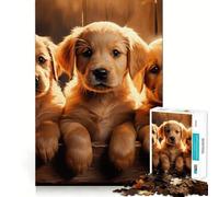 Yellow Labrador Puppies Jigsaw Puzzles1000 Pieces Cognitive Boost Fun Burr Free Clean Cut Pieces Holiday Indoor Entertainment Toy (38x52cm)