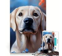 Yellow Labrador Retriever 1000-piece Jigsaw Puzzles Brain Fun Training Seamless Fit Precise Pieces Fascinating Hobby for Idle Moments (38x26cm)
