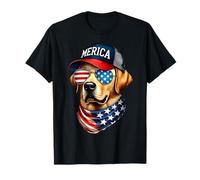 Yellow Labrador Retriever 4th of July Merica USA Flag Lab T-Shirt