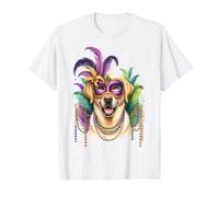 Yellow Labrador Retriever Dog Mardi Gras Value Graphic T-Shirt, Men, White, L
