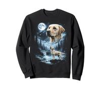 Yellow Labrador Retriever Howling to the Moon Retro 90's Dog Sweatshirt