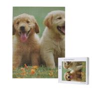 Yellow Labrador Retriever Puppies,500 Pieces Wooden Jigsaw Family Game Jigsaw Puzzles for Adults Teens