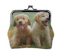 Yellow Labrador Retriever Puppies, PU Leather Coin Purse, Small Wallets, Change Pouch with Kiss Lock Clasp Buckle, Change Purse