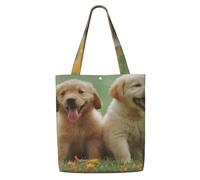 Yellow Labrador Retriever Puppies,Reusable Grocery Bags Shopping Tote Bags Large Capacity Canvas Shoulder bag