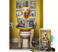 Yellow Labrador Toilet 1000 Piece Jigsaws for Adults Mind Train Fun Precision Cut Smooth Edges Absorbing Activity for Quiet Nights (38x26cm)