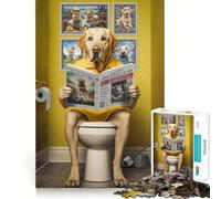 Yellow Labrador Toilet Puzzles for Adults 1000 Pieces Mental Boost Play Neat Cut Perfect Alignment Bonding Activity for Loved Ones (38x52cm)
