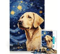 Yellow Labrador Van Gogh Jigsaw for Adults 1000 Pieces Think Skill Game High Precision Die Cut Entertaining Challenge for Spare Time (38x52cm)