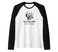 Yellow Labs Make Me Happy | Funny Yellow Labrador Lover Raglan Baseball Tee