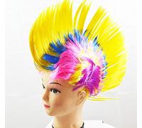 Yellow Ladies Mens Multi Coloured Unisex Mohawk Mohican Wig Rainbow Punk Rocker Festival Concert Fancy Dress
