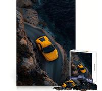 Yellow Lamborghini on Cliffside Road for Adults 1000 Piece Puzzle Brain Exercise Restful Escape Precision Cut Ideal Xmas Gift (38x52cm)