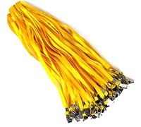 Yellow Lanyards 100 Pack 34" Premium Lanyard Bulldog Clips Bulk Nylon Flat Lanyard with Badge Clip (Yellow, 100 Pack)