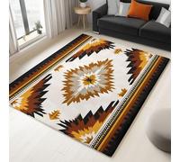 Yellow Large Area Rug 80 x 150 cm, Soft Faux Wool Carpet - Abstract Geometric Pattern Machine Washable Non Slip Indoor Rug for Bedroom Nursery Kitchen Hallway Entrance