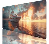 Yellow Large Mouse Mat 1000x500x3mm, Boat Gaming Mouse Pad, Extended Desk Mat with Stitched Edges, Waterproof Mousepad Improved Precision and Speed for Gaming Accessories and Desk Accessories 3-8553