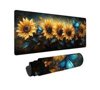 Yellow Large Mouse Mat 48" x 24" Gaming Mouse Pad, Sunflower Mousepad Extended for Men, Office Accessories with Anti-Slip Rubber Base and Double Stitched Edge, Mousemat for Laptop, Gifts -TL78A4