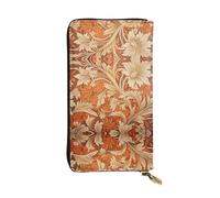 yellow leaf Printed leather wallet, 7.5 x 4.1-inch long credit card holder, portable travel cash wallet
