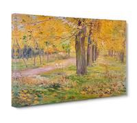 Yellow-leafed Poplar Trees by Kuroda Seiki Canvas Print | Gallery Wrapped 30mm Frame Wall Art | 30x20 inches | Ready to Hang | Modern Landscape Picture | Living Room Bedroom Lounge Office