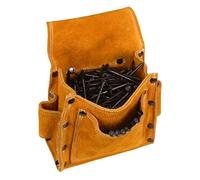 Yellow Leather Waist Pocket Tool Bag, Carpenter Waist Tool Belt with Adjustable Strap, Durable Nail Bag for Construction Woodworking with Multiple Pockets for Nails